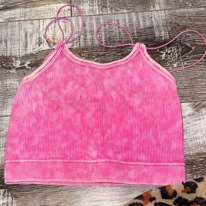 Pink Ribbed Crop Top